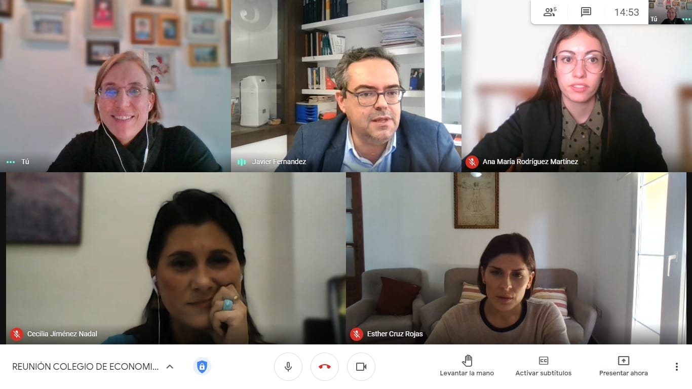 Con el Colegio Profesional de Economistas de Cádiz, interesado por la labor que realiza la Fundación en la definición de indicadores provinciales y municipales (28/04/2021)