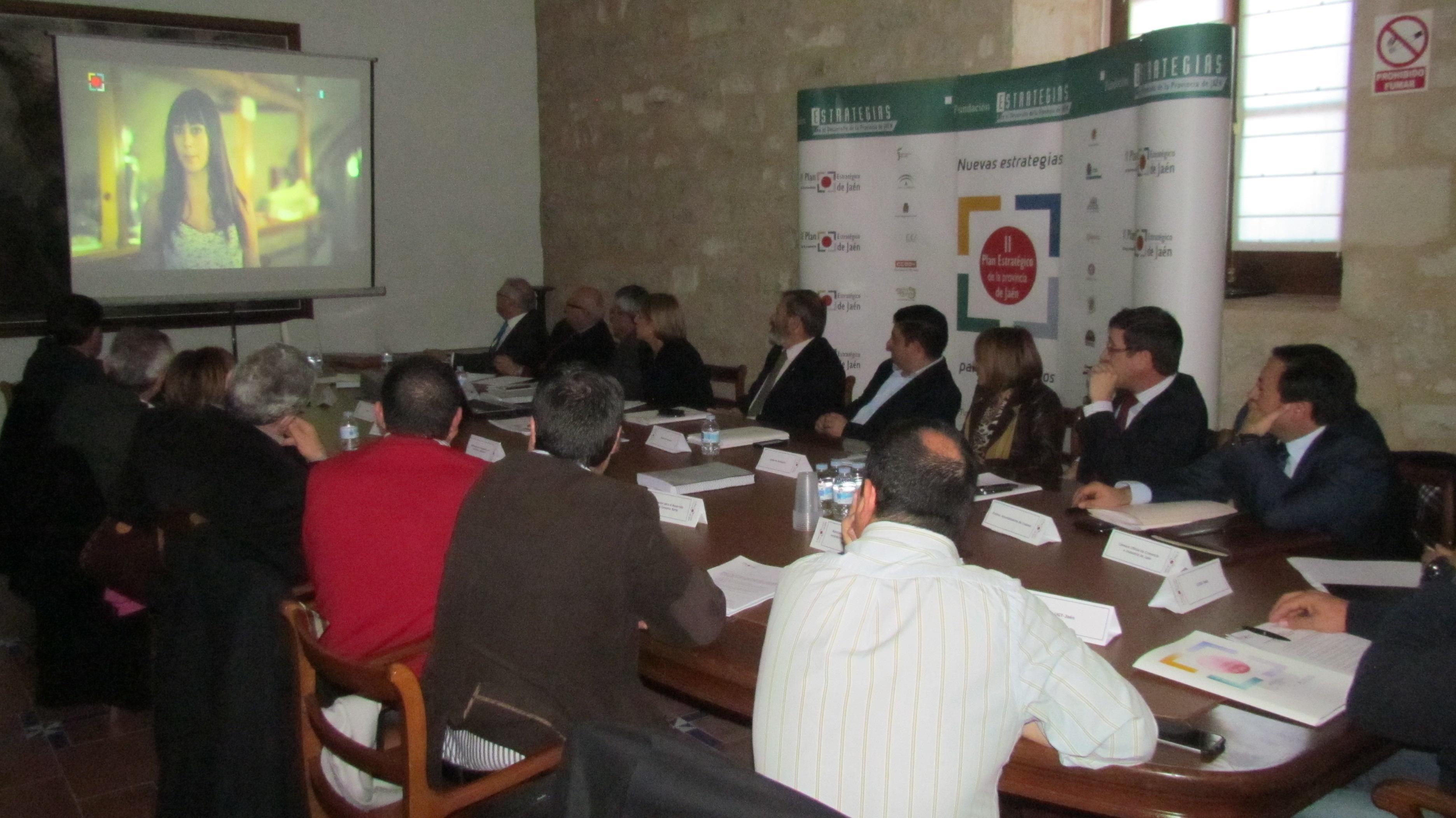 Miembros del Patronato durante la emisión del vídeo sobre el II Plan Estrátegico de la provincia de Jaén