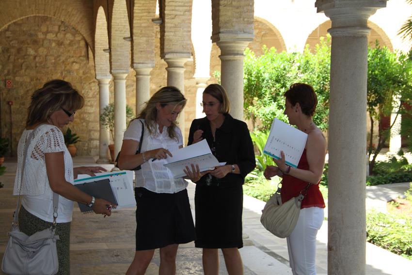 Rocío Sánchez, Cristina de Toro, Inmaculada Herrador y Mª del Carmen Pérez a la salida