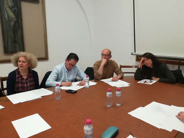 R. Valiente (Museo Zabaleta), J. A. López (Ayto. Quesada), F. Sánchez (Librodeartista.info) e I. Moreno (Universidad)